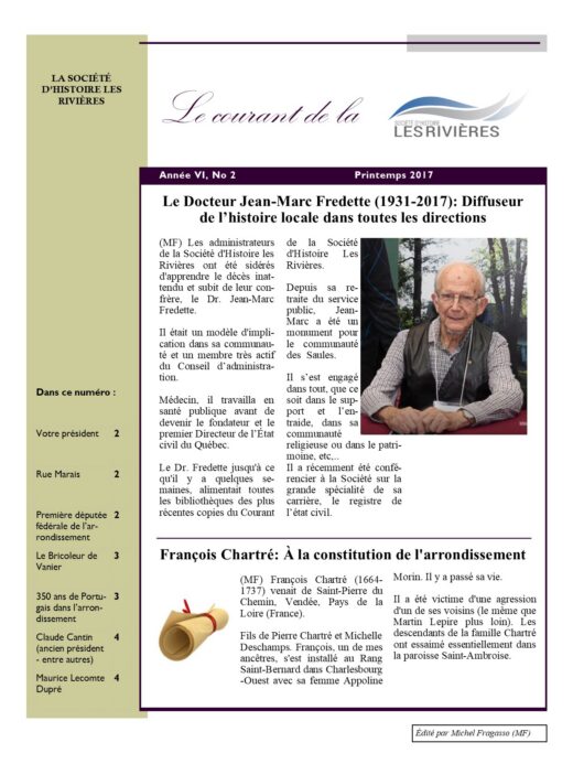 Page couverture du Courant, Printemps 2017