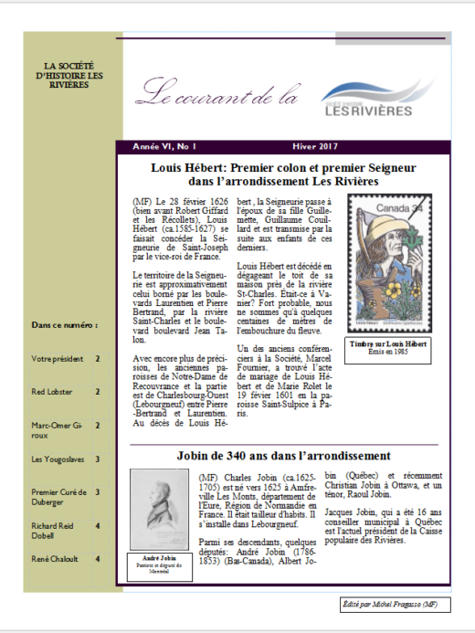 Page couverture du Courant, Hiver 2017