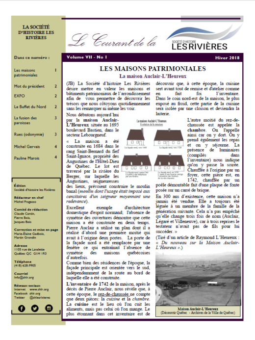 Page couverture du Courant, Hiver 2018