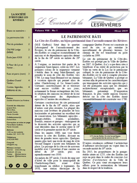 Page couverture du Courant, Hiver 2019
